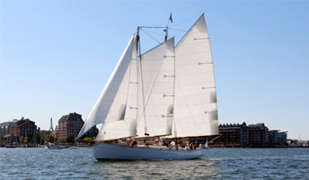 Schooner Adirondack III Sailing on a Sunny Day with blue skies