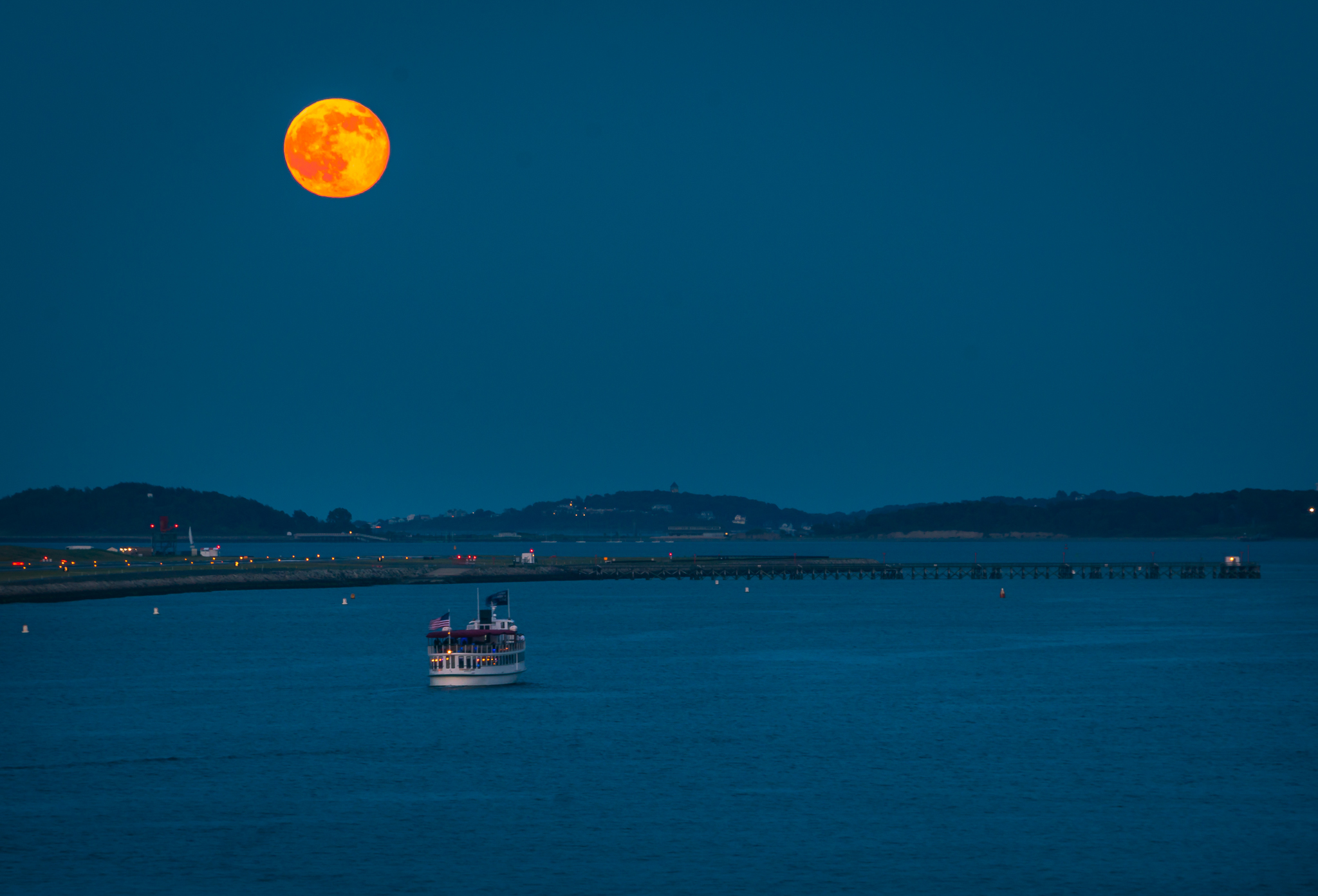 Strawberry Moon over Boston Harbor and Islands - June 2016
