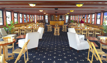 Interior of classic boat Northern Lights for a meeting or conference for a company who booked for a private event