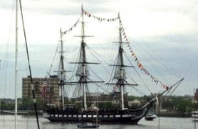 USS Constitution in Boston Harbor for fourth of July