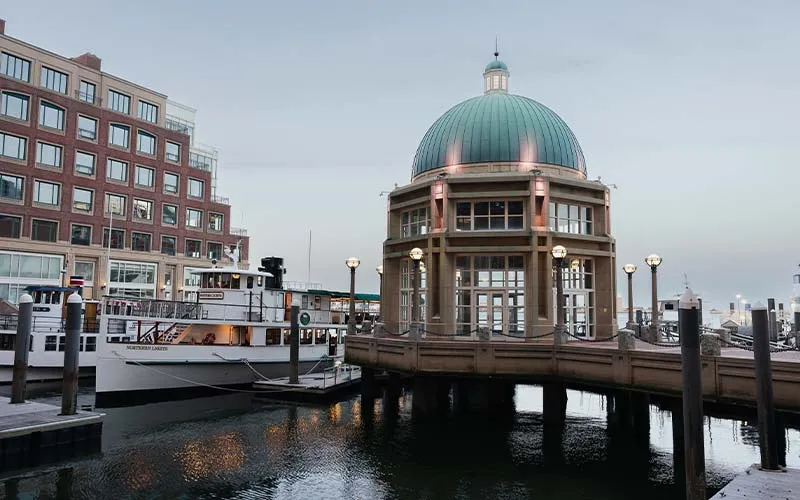 the harbor, where the northern yacht northern lights is docked at, located in Boston MA