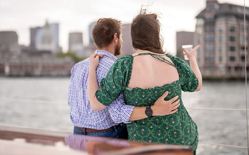 Couple on a sunset sail aboard Schooners Adirondack