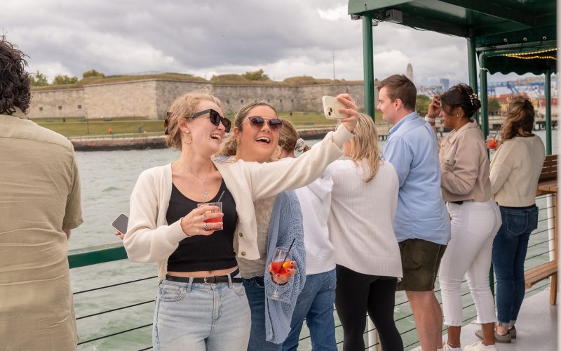 Guests on the yacht Northern Lights sightseeing cruise in Boston Harbor