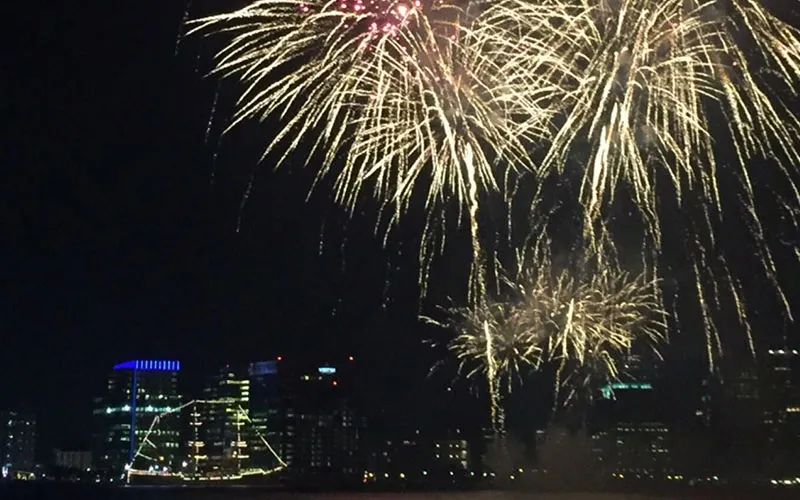 fireworks being shot off into the night sky