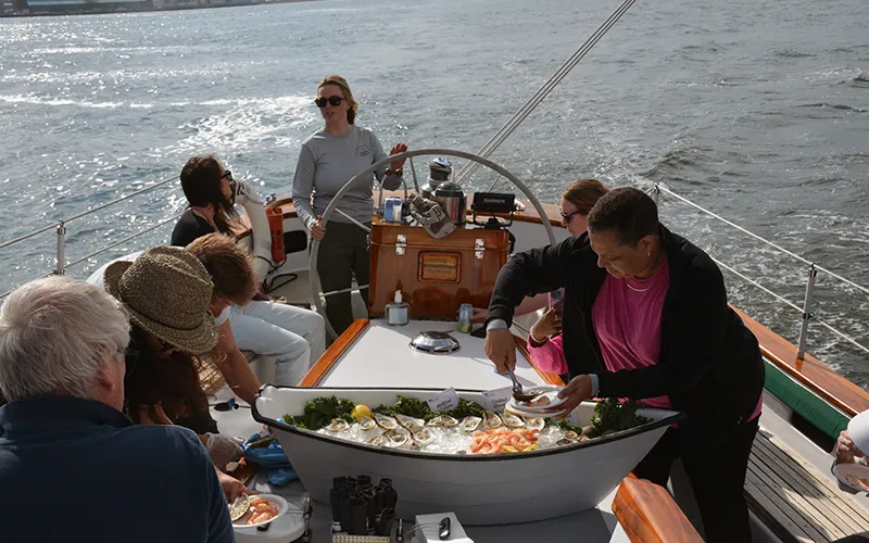 Oysters on the Schooner Adirondack in Boston Harbor