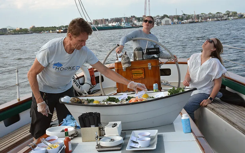 Oysters on the Schooner Adirondack in Boston Harbor