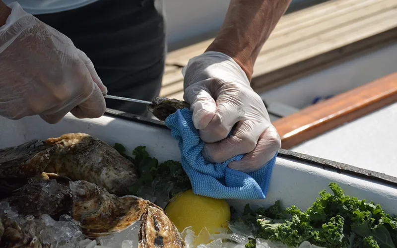 Oysters on the Schooner Adirondack in Boston Harbor