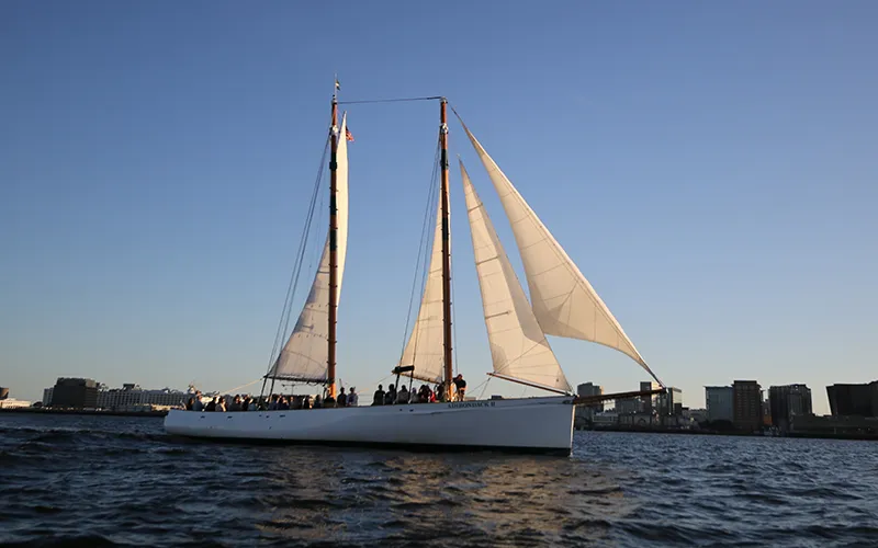 Schooner Adirondack II sailing in Boston Harbor