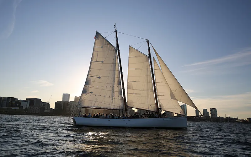Schooner Adirondack II sailing in Boston Harbor