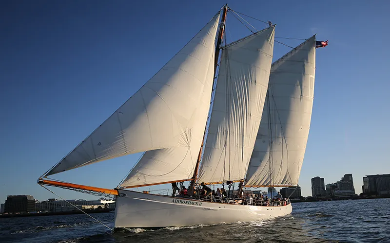 Schooner Adirondack II sailing in Boston Harbor