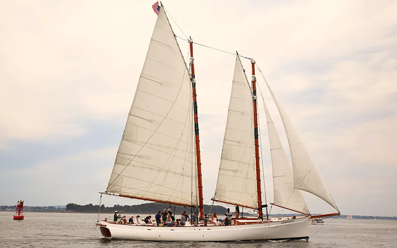 Schooner Adirondack II sailing in Boston Harbor