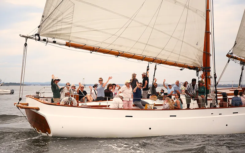 Schooner Adirondack II sailing in Boston Harbor