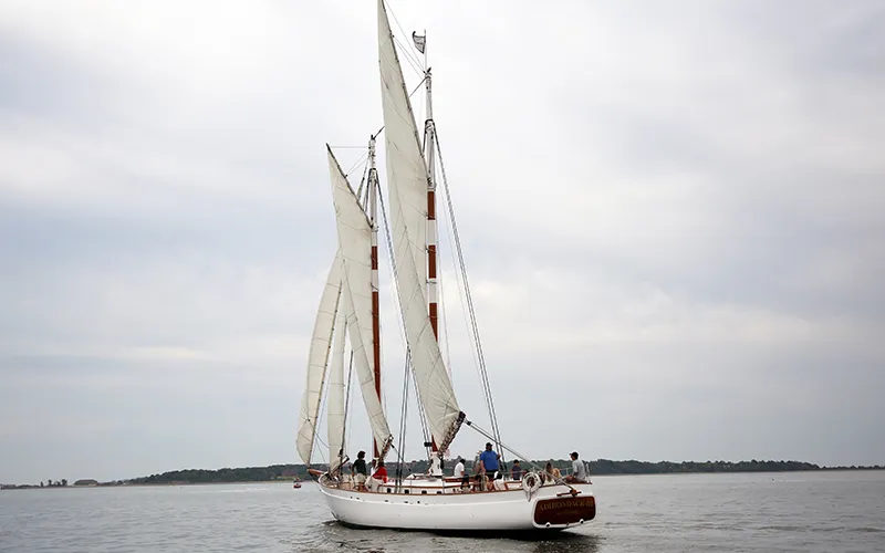 Schooner Adirondack III sailing in Boston Harbor