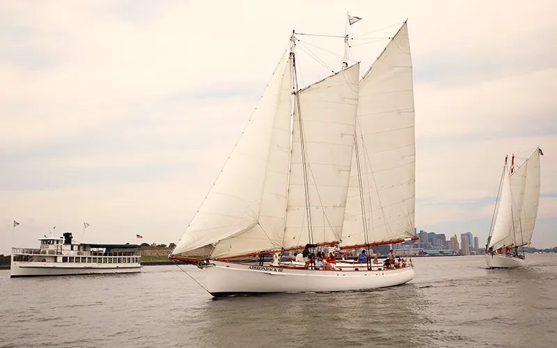 Schooner Adirondack III sailing in Boston Harbor