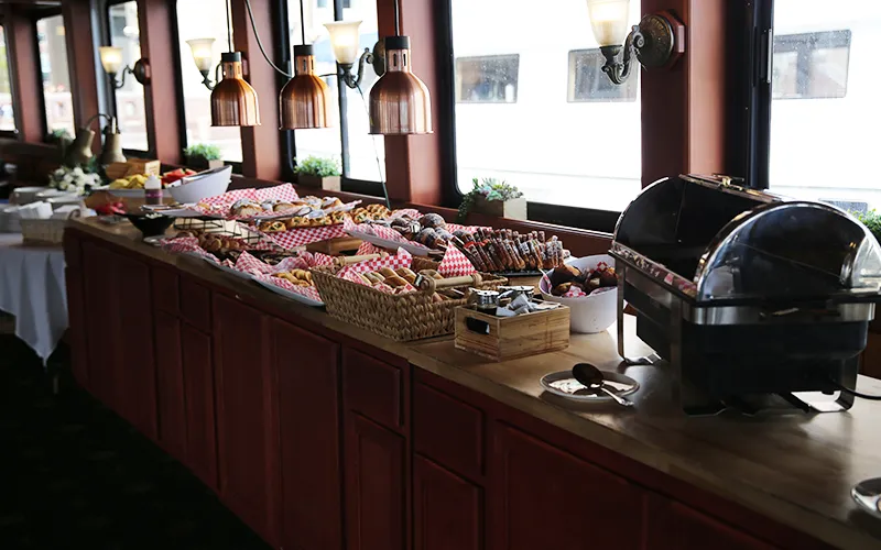 food on a buffet table