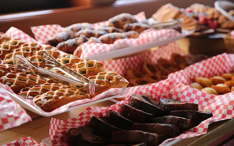food on a buffet table