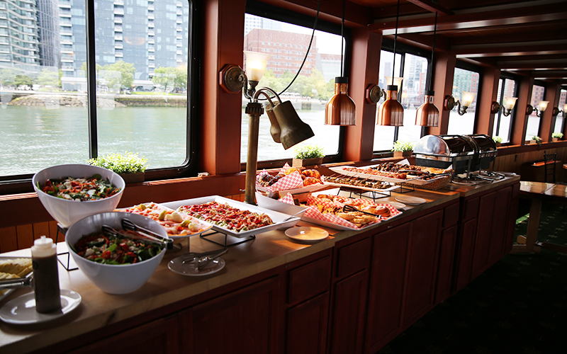 Buffet table with food