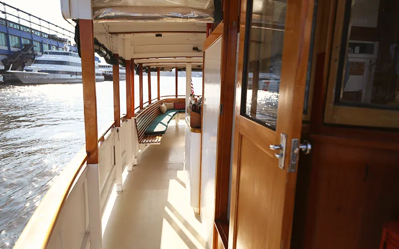 Starboard side of yacht Patriot