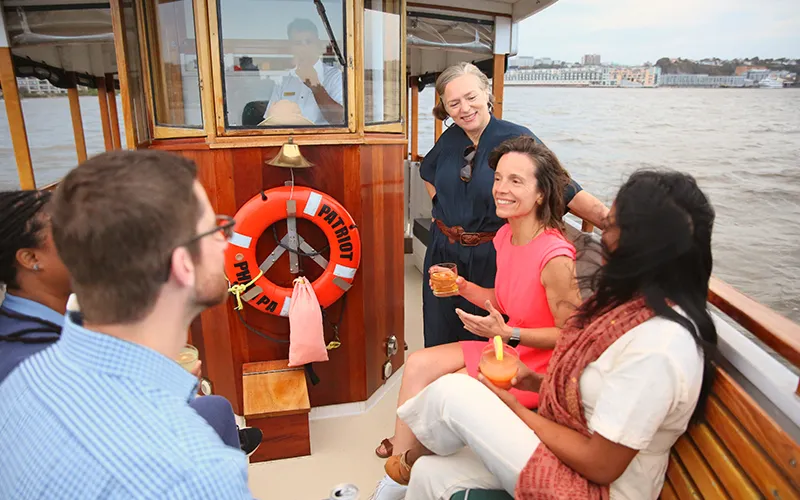 Patriotlifestyle43 Guests on the boat of the yacht Patriot in Boston Harbor on a Boston Harbor Cruise