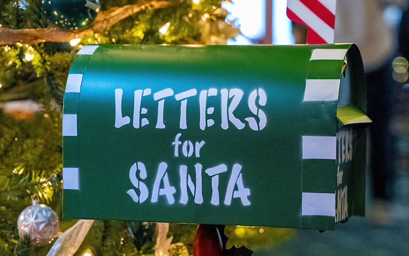 SantaBrunch7 Mailbox with "Letters for Santa" written on it