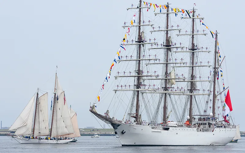 TallShips in Boston Harbor for Sail Boston 250 Event