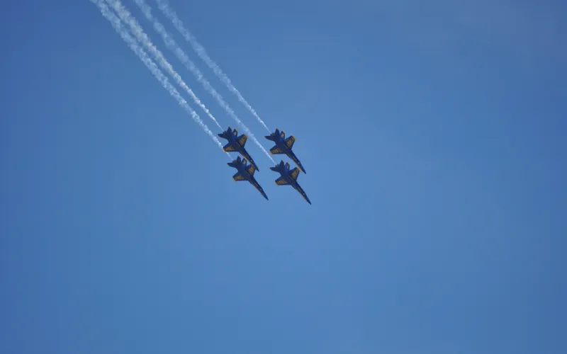 Blue angles flying in the air